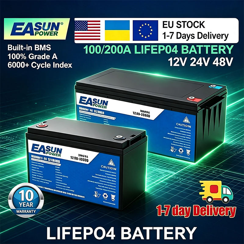 Grid Tie Inverter Limiter 2000W - بطارية EASUN POWER LiFePO4 100 أمبير