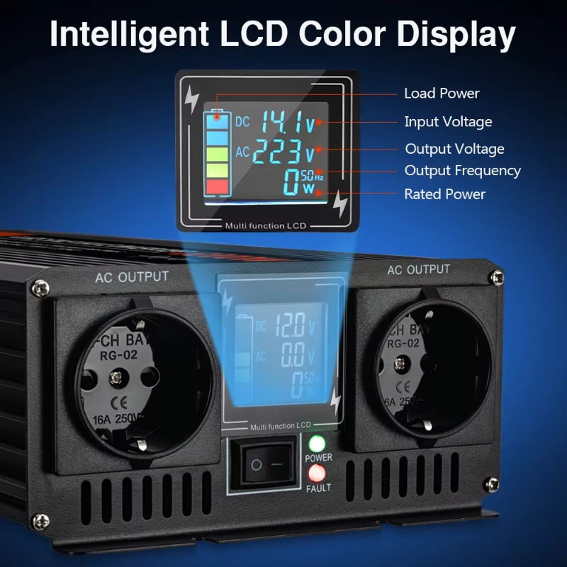 محول طاقة شمسية موجة جيبية نقي - مراجعة Pure Sine Wave Inverter 5000W 48V 220V وسعره