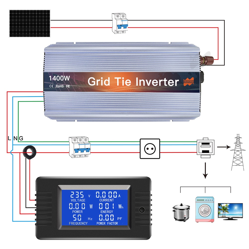 محول طاقة شمسية صغير متصل بالش - مراجعة Micro Inverter 1400W Solar Grid Tie وسعره